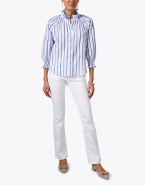 Look image thumbnail - Finley - Fiona White and Blue Striped Cotton Shirt