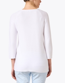 Back image thumbnail - Kinross - White Cotton Garter Stitch Sweater