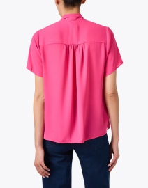 Back image thumbnail - Weill - Mona Pink Tie Neck Blouse