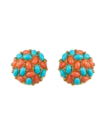 Product image thumbnail - Kenneth Jay Lane - Turquoise and Coral Clip Earrings