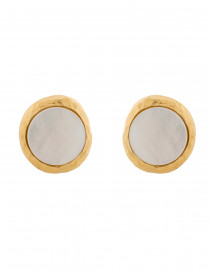 Satin Gold and Mother of Pearl Cabochon Clip-On Earring