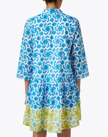 Back image thumbnail - Ro's Garden - Deauville Blue Geometric Print Shirt Dress