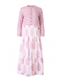 Pink Floral Block Print Cotton Shirt Dress