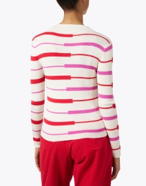 Back image thumbnail - Frances Valentine - Marie Ivory Multi Stripe Wool Sweater