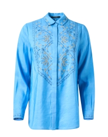 Genevieve Blue Embroidered Blouse