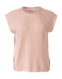 Pink Shimmer Ribbed Cotton Top
