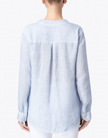 Back image thumbnail - 120% Lino - Sky Blue Embellished Linen Shirt