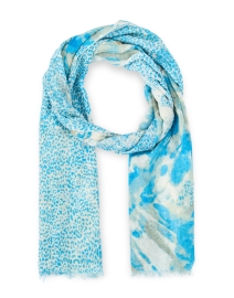 Blue and White Print Cashmere Silk Scarf
