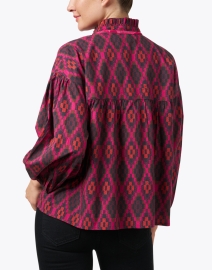 Back image thumbnail - Ro's Garden -  Jeremy Magenta Multi Print Blouse