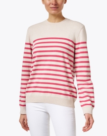 Front image thumbnail - A.P.C. - Phoebe Beige Striped Cashmere Sweater