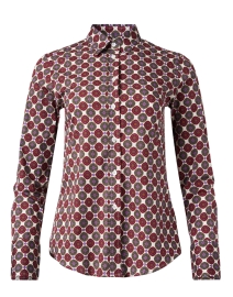 Product image thumbnail - Caliban - Cream and Red Geo Print Stretch Cotton Shirt