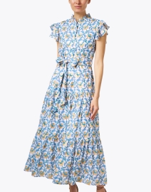 Front image thumbnail - Oliphant - Blue and Gold Print Cotton Dress