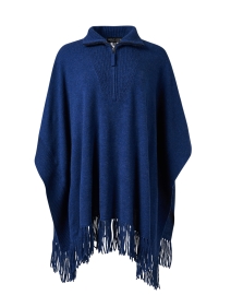 Blue Quarter Zip Wool Cashmere Poncho