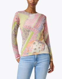 Front image thumbnail - Pashma - Pink and Green Paisley Print Sweater
