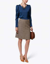 Brown and Navy Houndstooth Skirt