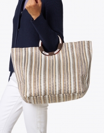 Look image thumbnail - Casa Isota - Carlotta Beige Multi Woven Cotton Handbag