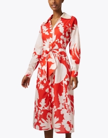 Front image thumbnail - Figue - Kate Red and White Floral Shirt Dress