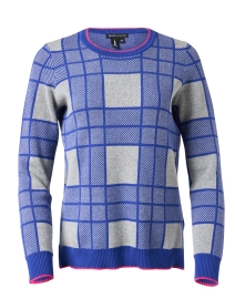 Blue and Pink Plaid Cotton Sweater