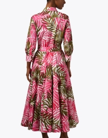Back image thumbnail - Sara Roka - Taban Pink Fern Print Cotton Dress
