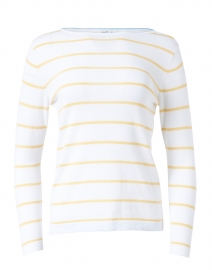 White and Yellow Stripe Pima Cotton Boatneck Sweater