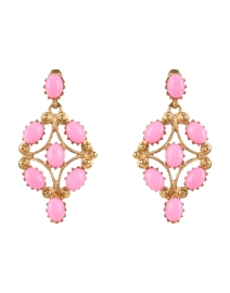 Pink Cabochon Drop Clip Earrings