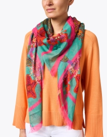 Look image thumbnail - Franco Ferrari - Hawnbci Teal and Pink Starfish Cotton Silk Scarf