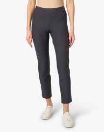 Front image thumbnail - Eileen Fisher - Graphite Stretch Crepe Slim Ankle Pant