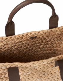 Back image thumbnail - Kayu - Preston Natural Woven Seagrass and Brown Leather Tote Bag