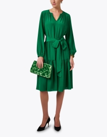 Look image thumbnail - Soler - Pauline Green Silk Midi Dress