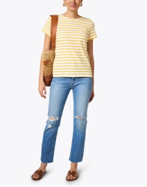 Look image thumbnail - Saint James - Etrille Yellow and White Striped Cotton Tee