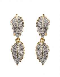 Product image thumbnail - Kenneth Jay Lane - Gold and Rhinestone Leaves Clip Earrings