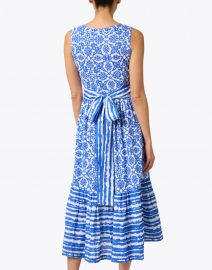 Back image thumbnail - Ro's Garden - Mariana Blue and White Floral Cotton Dress