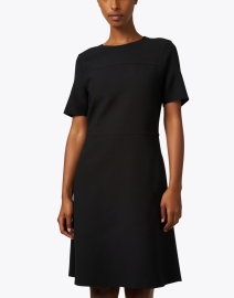 Front image thumbnail - Lafayette 148 New York - Black Wool Silk Sheath Dress