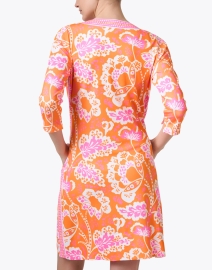Back image thumbnail - Gretchen Scott - Orange and Pink Printed Jersey Dress