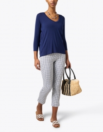 Look image thumbnail - Avenue Montaigne - Brigitte Blue Houndstooth Pull On Pant
