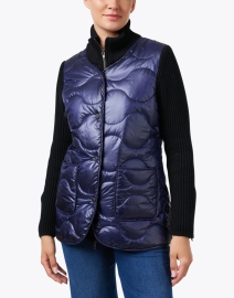 Front image thumbnail - Peace of Cloth - Navy Quilted Knit Combo Jacket