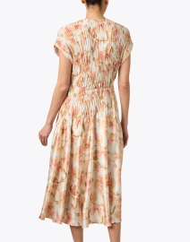 Back image thumbnail - Vince - Soleil Peach and Pink Floral Pleated Dress