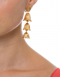 Gold Tiered Flower Clip-On Earrings