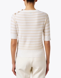 Back image thumbnail - Allude - Beige and Ivory Striped Sweater