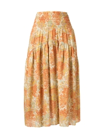 Orange Floral Smocked Tiered Skirt