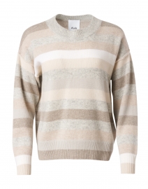 Grey and Neutral Striped Wool Cashmere Sweater