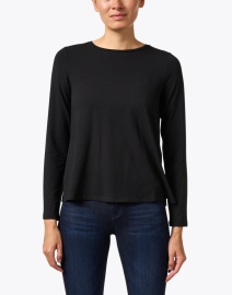 Front image thumbnail - Eileen Fisher - Black Stretch Jersey Top