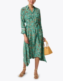 Look image thumbnail - Chufy - Ella Green Floral Silk Shirt Dress