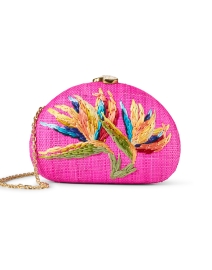 Berna Pink Tropical Embroidered Clutch