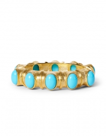 Turquoise Cabochon and Gold Hinged Bracelet