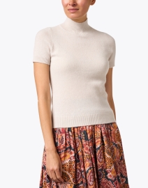Front image thumbnail - Allude - Beige Cashmere Mock Neck Sweater