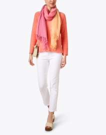 Extra_1 image thumbnail - Kinross - Pink and Orange Ombre Silk Cashmere Scarf