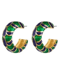 Product image thumbnail - Kenneth Jay Lane - Gold Blue and Green Hoop Earrings