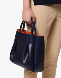 Midi Ruched Navy Tote