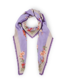 Tanya Purple Floral Wool Cashmere Scarf